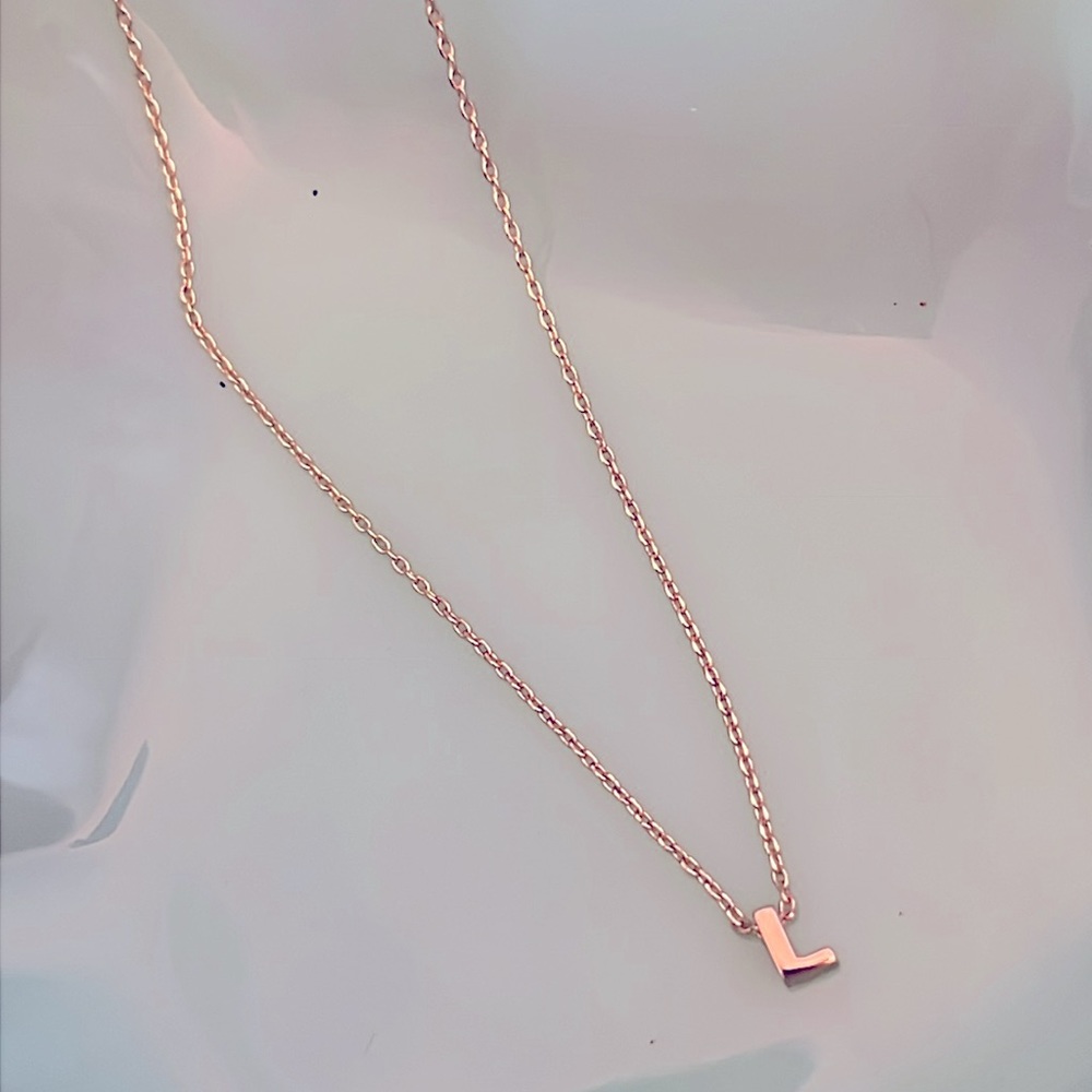 Express Tiny L Initial Gold Necklace. - image 4